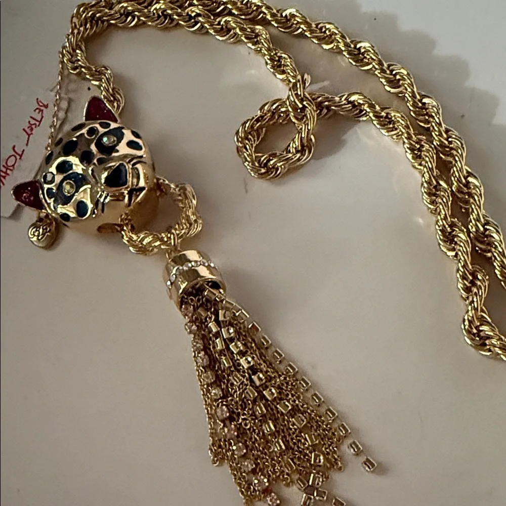 Betsey Johnson Gold Leopard Pendant Necklace NWT - Picture 8 of 13